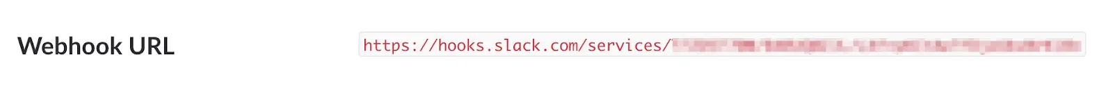 Slack webhook URL for integration setup.