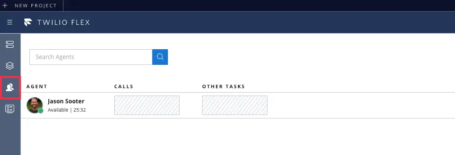 Twilio Flex interface showing agent availability and tasks.