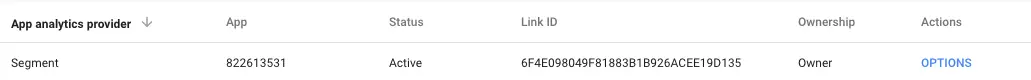 Google Ads (Classic) showing Segment as an App analytics provider.