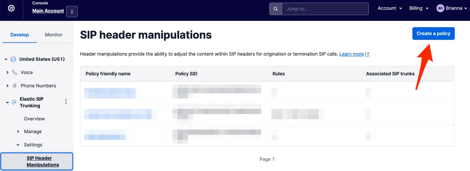 Manipulation policy details with Add request rule button highlighted.
