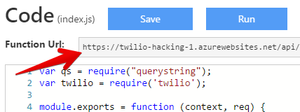Azure Function Node.js URL.