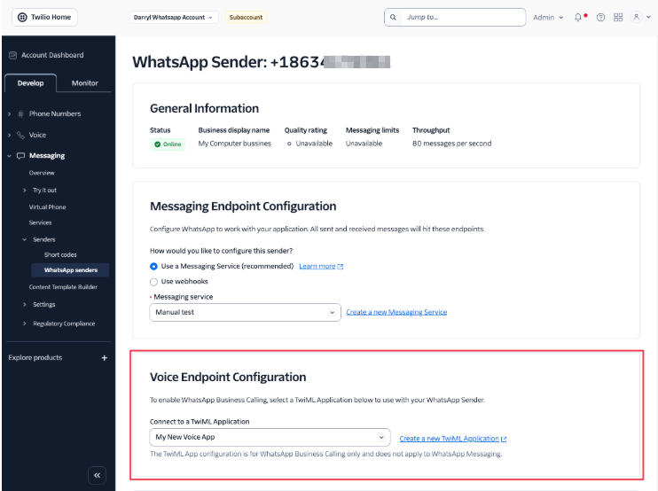 Sender Voice Config.