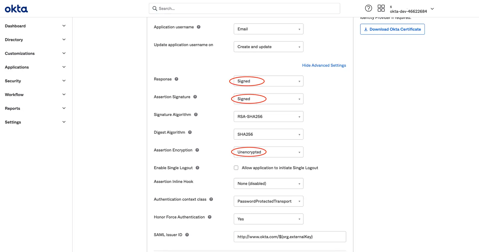 Okta-Configure SAML SP Metadata 2.