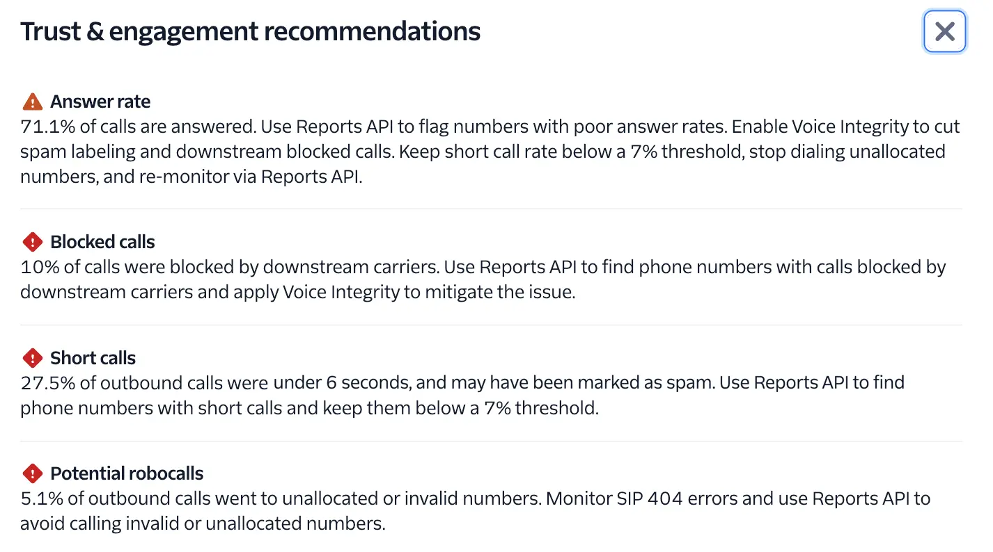 Trust and Engagement insights recommendations.