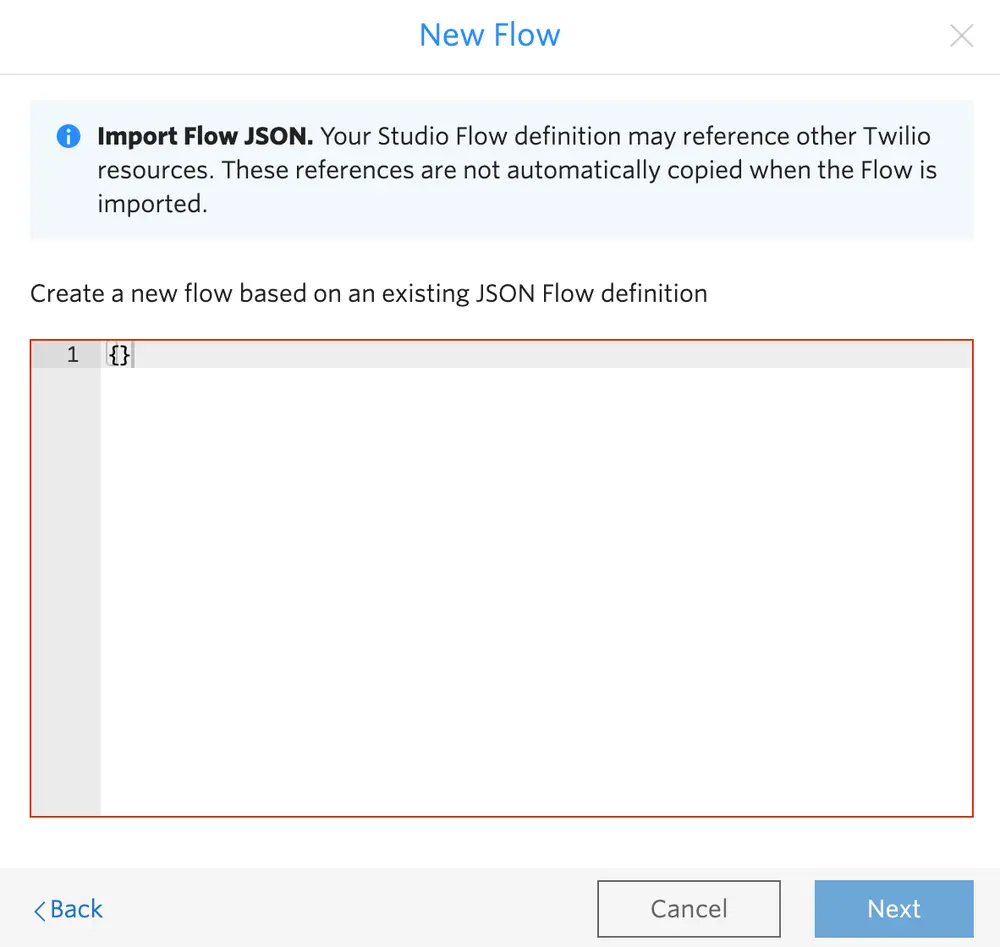Studio new flow with JSON importing.