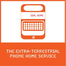 Logo of a phone with 'Dial Home' and 'The Extra-Terrestrial Phone Home Service'.