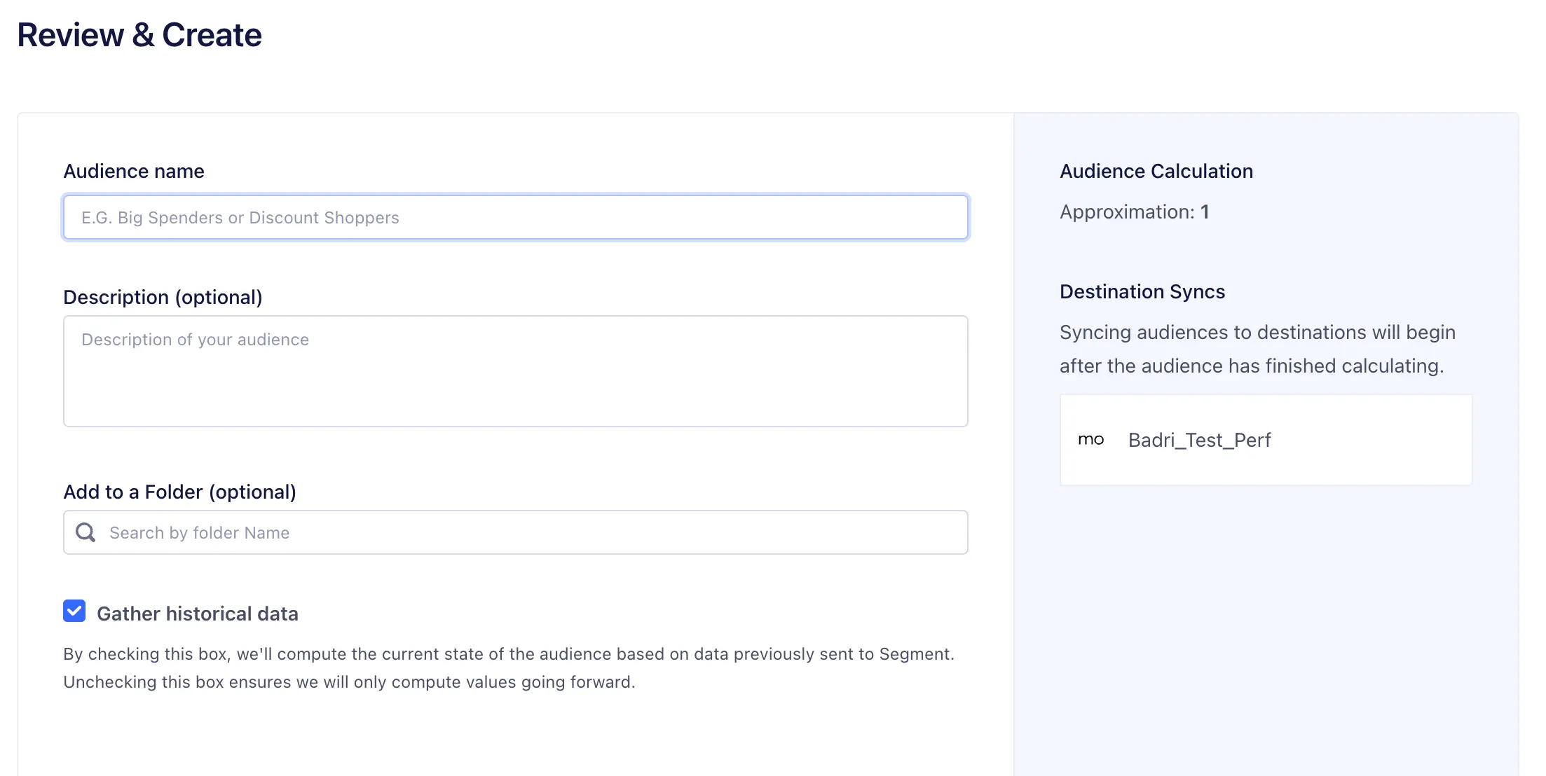Review and Create page.