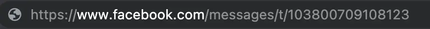 Facebook message URL in browser address bar.