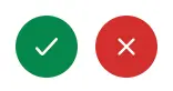 Green checkmark and red cross buttons for task management.