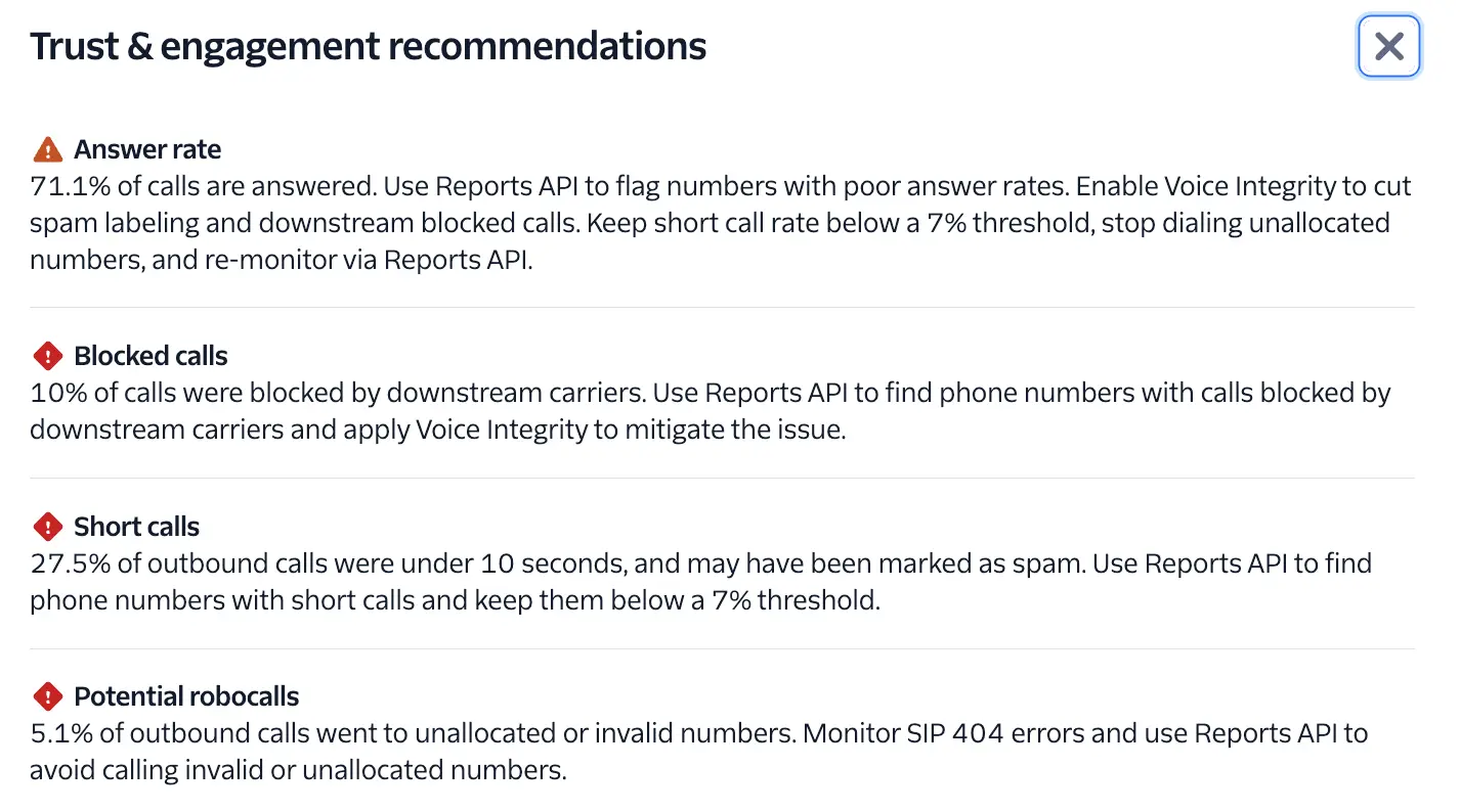 Trust and Engagement insights recommendations.