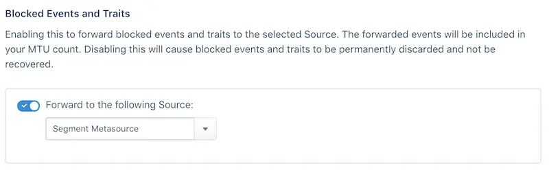 The Schema Configuration settings page, with forward blocked events toggled on.