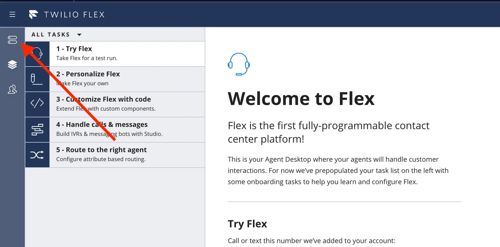 Twilio Flex developer setup with React version selection menu showing latest version 16.13.1.