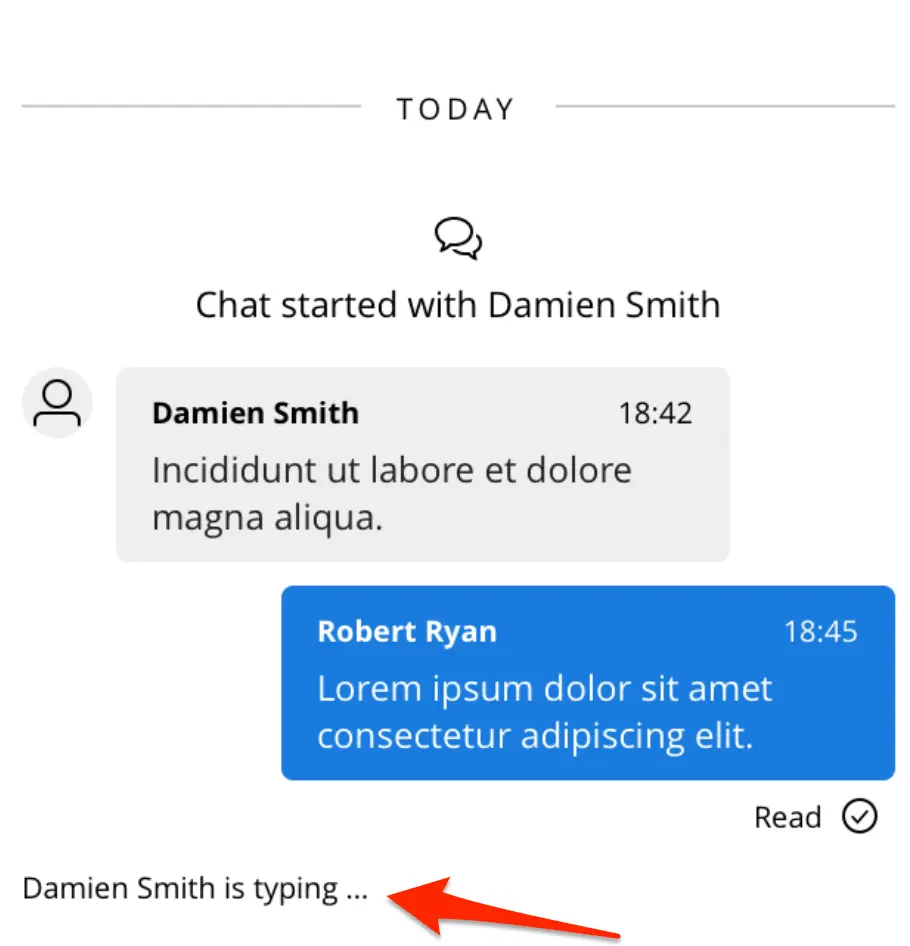 Chat with Damien Smith and Robert Ryan, typing indicator visible.