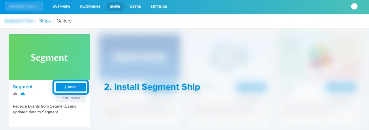 Install Segment Ship button highlighted on ships gallery page.