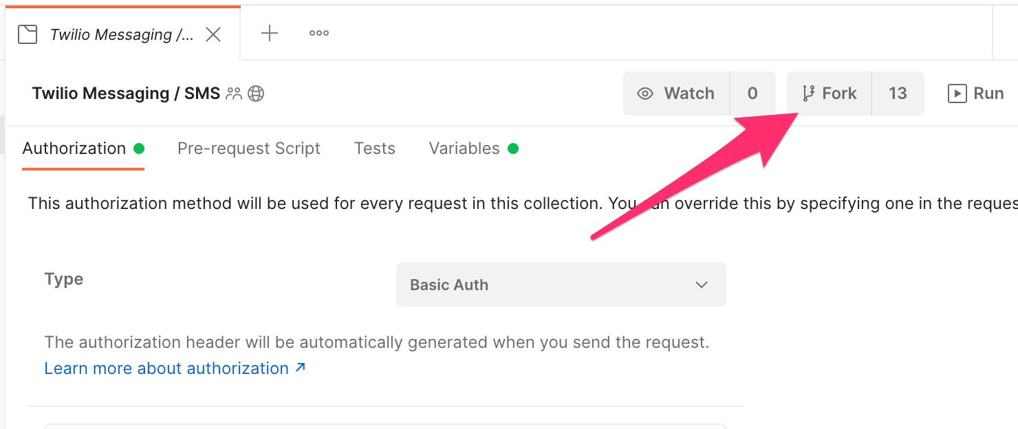 fork collection button.