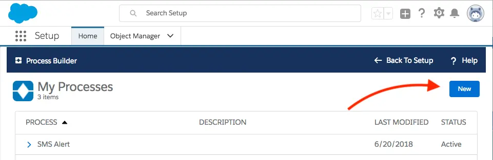 Salesforce process builder for posting Twilio SMS to Chatter group with message field details.