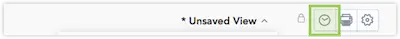 Scheduled view icon highlighted in green on toolbar.