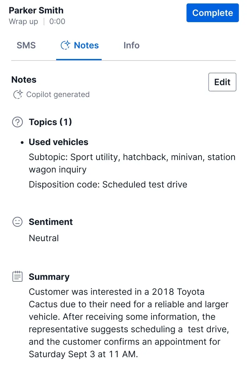 Agent view of topics.