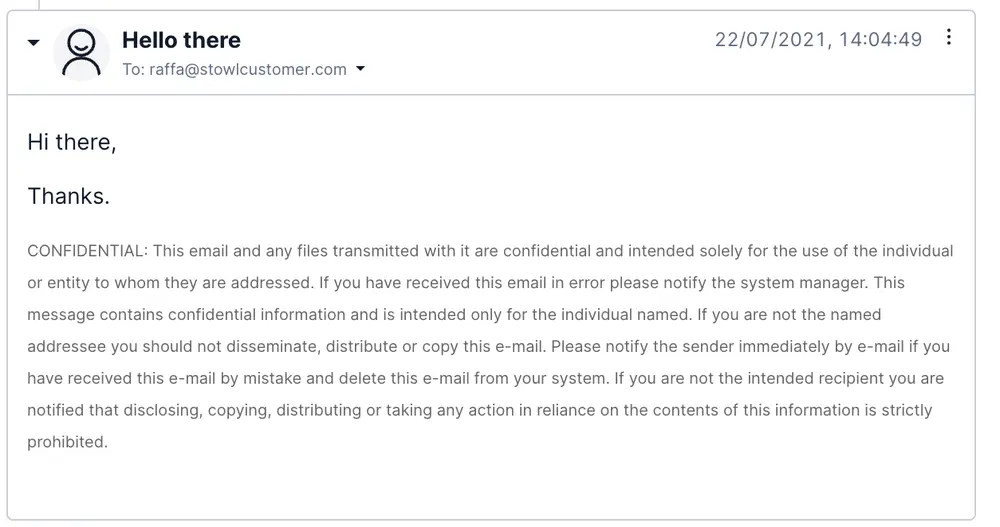 Email to raffa@stowlcustomer.com with a confidentiality notice.