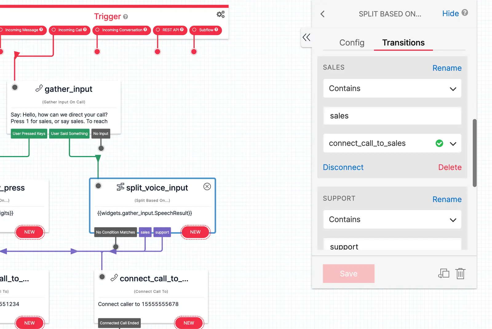 Twilio Studio IVR tutorial conditions for SpeechResult.