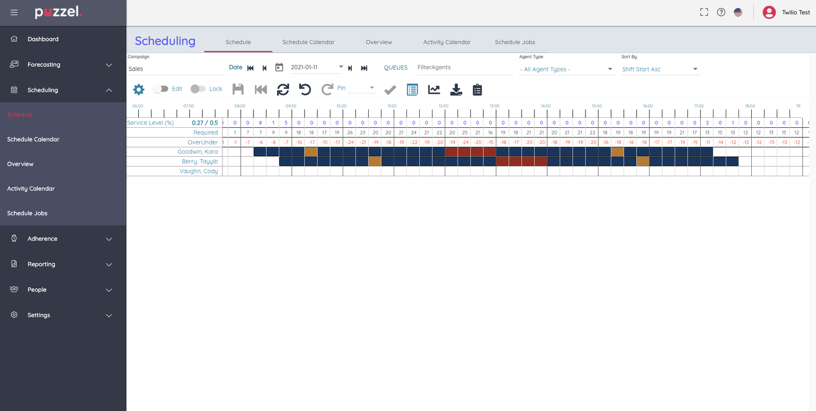 Edit Schedules and Add Activities Puzzel WFM.