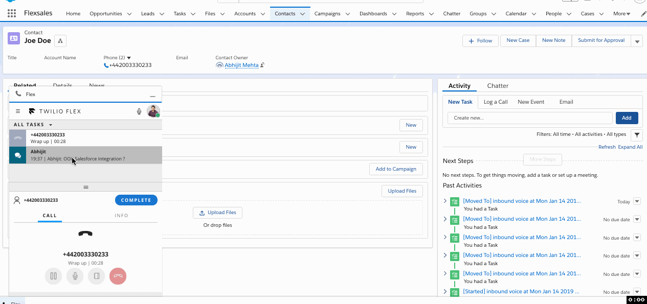 Switch context in Salesforce Lightning with Twilio Flex.