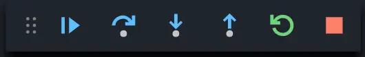 Toolbar with icons for play, undo, download, upload, refresh, and stop.