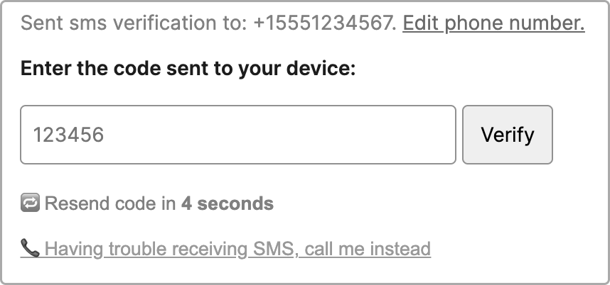 SMS Verification Retry.