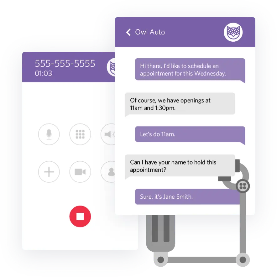 Chatbot scheduling an appointment for Wednesday with user Jane Smith.