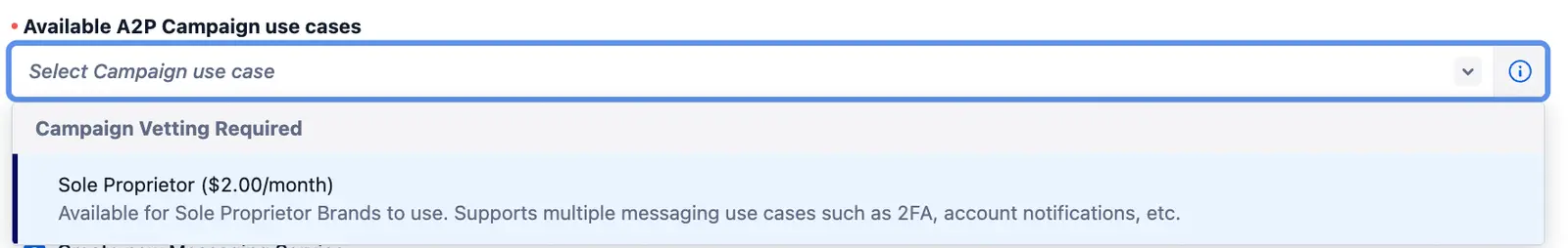 A2P campaign registration is in progress; submitted and under review.