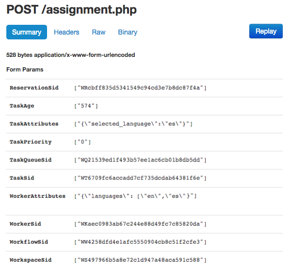 ngrok Request Log.
