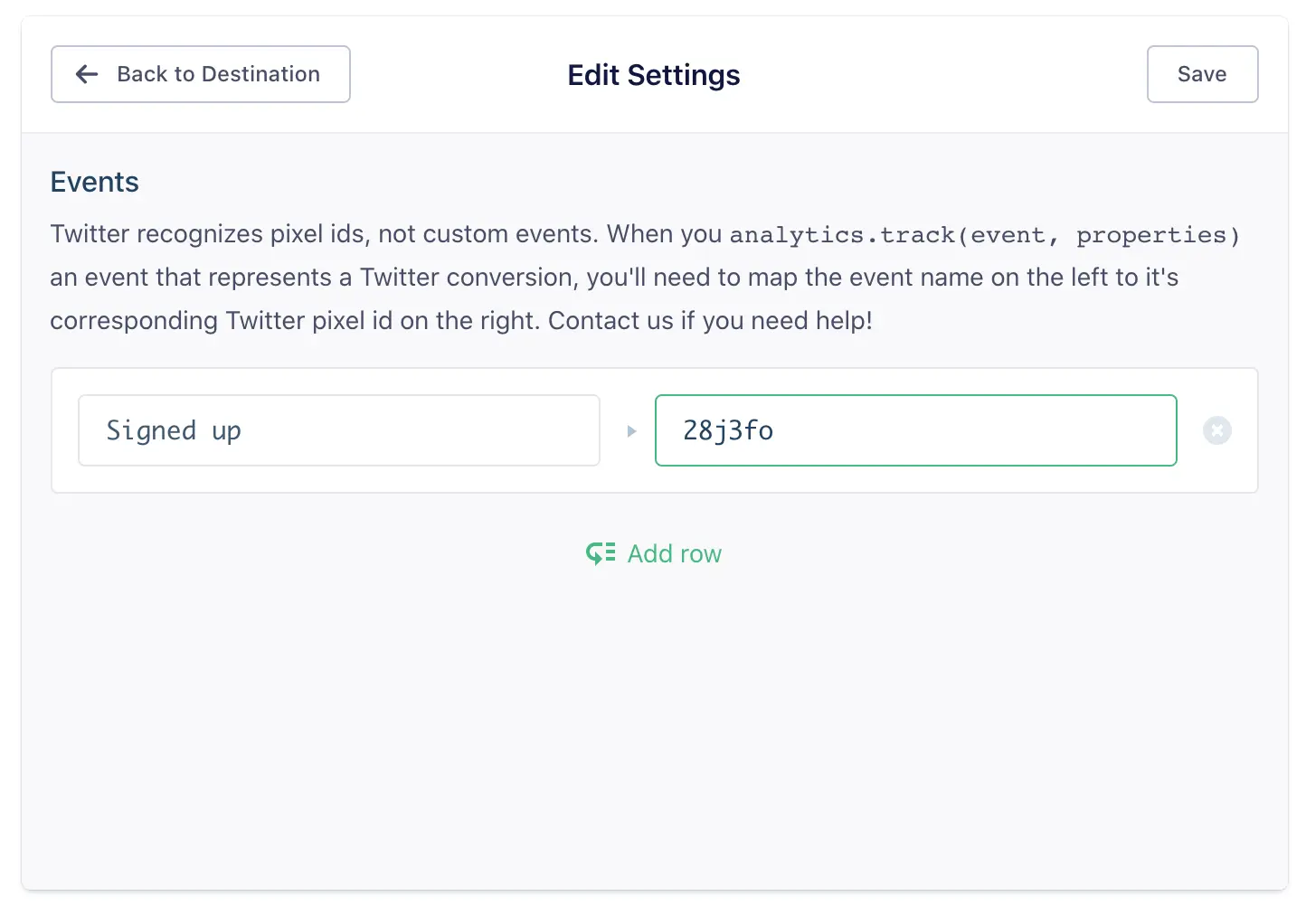 Event mapping settings showing ABC event to Event Name and Attributes.