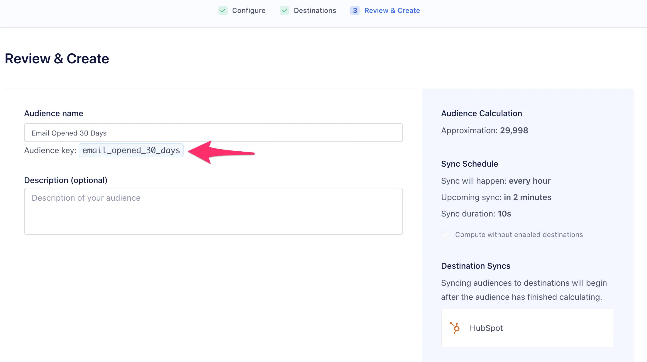 A screenshot of the last step in the Configure and Preview Your Audience setup flow.