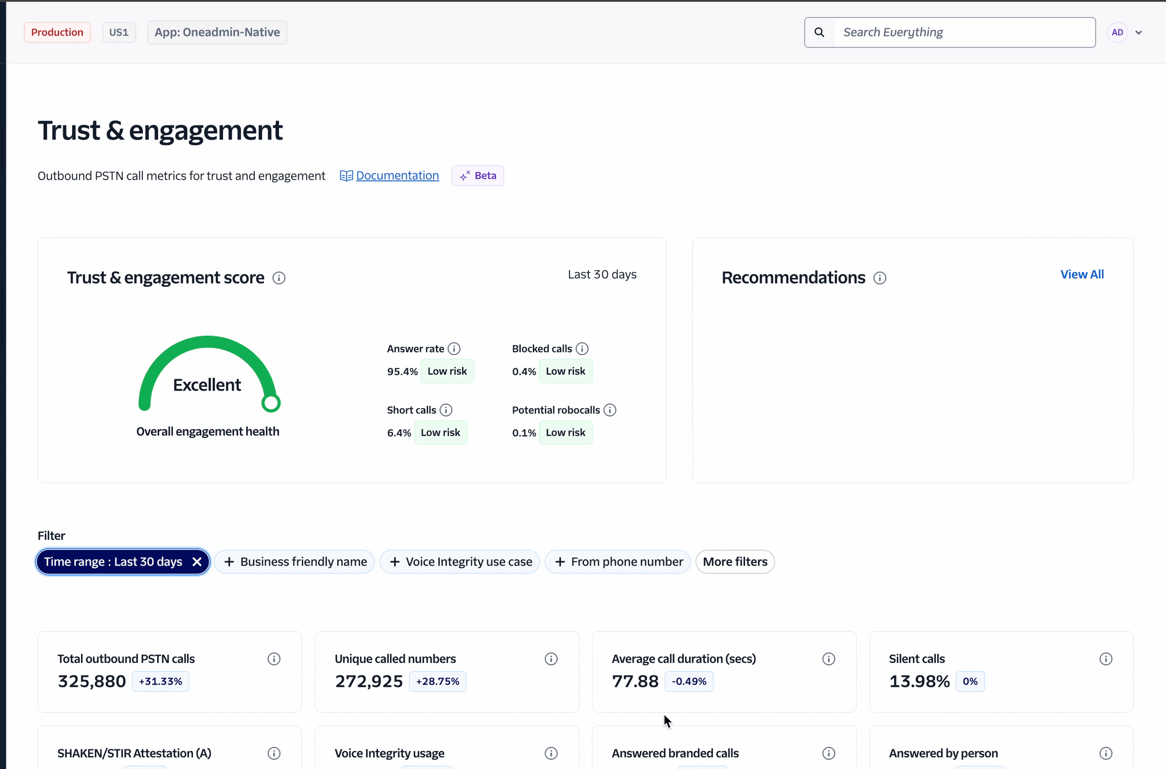 Trust and engagement insights product overview snapshot.